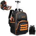 AUROPEAK Rolling Tool Backpack, 47 Pocket Heavy Duty Tool Bag with Wheels - size: 1.57" Wheel