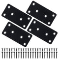 Mending Plate, Metal Steel Flat Straight Brace Bracket, Black Double-Wide Joining Plate for Wood Furniture Fastening & Fixing with 2 Sets of Screws of Different Lengths(40x80mm, 4 Pack) - size: 40 x 80 mm