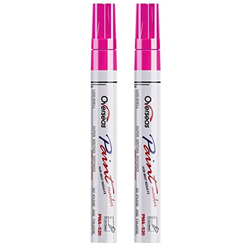Overseas Pink Paint Pens Permanent Markers, 2 Oil Based Paint Makrers - color: Pink