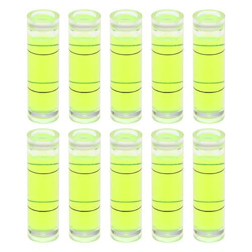 HARFINGTON 10pcs Small Cylindrical Bubble Level Vials 10x35mm PMMA Mini Horizontal Bubble Spirit Level Measuring Layout Tools for RV TV Picture Frame Hanging Tool Leveler - size: 10x35mm