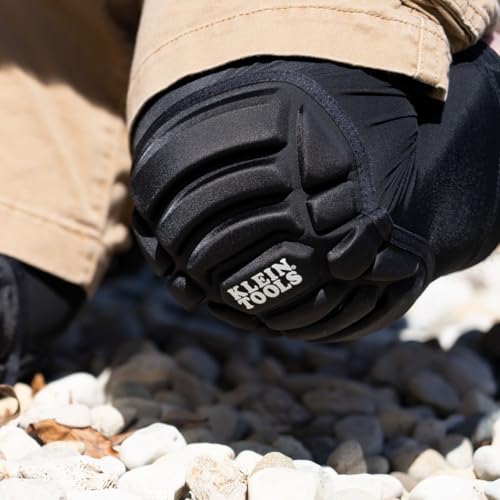 Klein Tools 60492 Knee Pads, Lightweight Padded Knee Sleeves, Breathable Mesh Back, Elastic Cuff with Slip-Resistant Silicone, Black, M/L - size: M/L