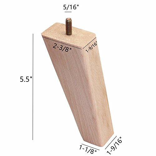 WEICHUAN 5.5 Inch Solid Beech Wood Furniture Sofa Couch Legs Set of 4 - color: Slant- Set of 4, size: 5.5"