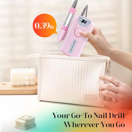 Professional Electric Drill, 35000RPM Rechargeable Nail File - color: Light Pink