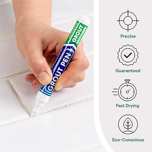 Grout Pen White Tile Grout Paint Marker - Narrow 5mm Tip (7mL) - 3 Pack - style: White