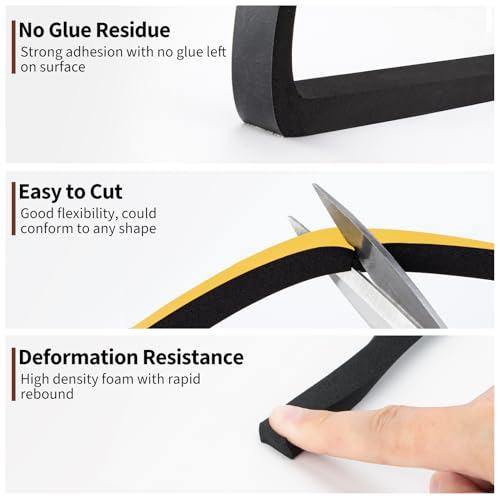 Yotache Foam Tape Weather Stripping for Door 1/2" W X 3/8" T, 13 Ft - size: 1/2"x3/8"x13 FT