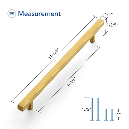 Ravinte Gold Cabinet Handles 8-4/5 Inch 10 Pack, Square Cabinet Pulls - size: 8-4/5 Inch Hole Centers