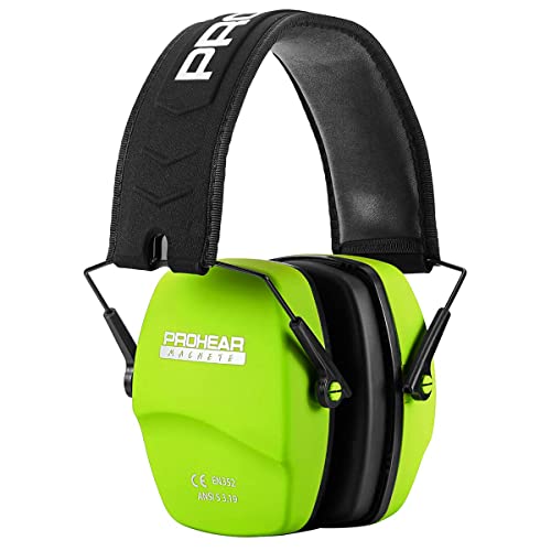 PROHEAR 016 Ear Protection Safety Earmuffs for Shooting, NRR 26dB Hearing Protector with Low-Profile Earcups, Compact Foldable Ear Defenders for Gun Range, Hunting (Fruit Green) - style: Passive – Green