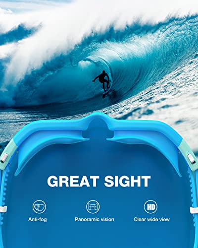 ZIONOR Swim Goggles, G1 SE Swimming Goggles Anti-Fog for Adult Men Women - color: B2-clear Lens Blue Frame