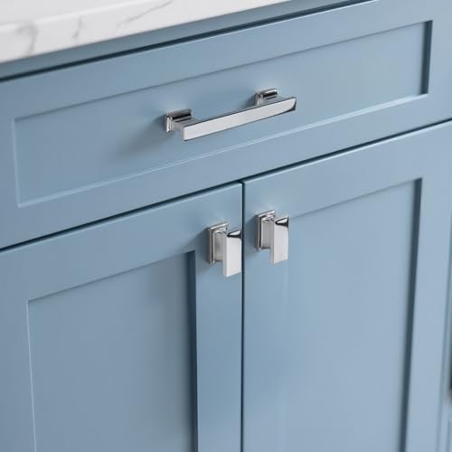 KNOBWELL 6 Pack Polished Chrome Solid Cabinet Knobs Drawer Dresser Knobs - color: Polished Chrome, size: Overall Length：1-1/2 inch（38mm）