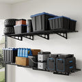 FLEXIMOUNTS 4-Pack 2x4ft Wall Shelf Garage Storage Rack Wall Mounted, Black - color: Black, size: 4 pack-2x4 ft