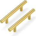 Plustool 60Pack Gold Cabinet Handles 3 Inch Hole Center-Brushed Brass Cabinet Pulls Gold Dresser Drawer Pulls -Stainless Steel Door Hardware for Kitchen Bathroom Bedroom 5 Inch Length - color: Gold
