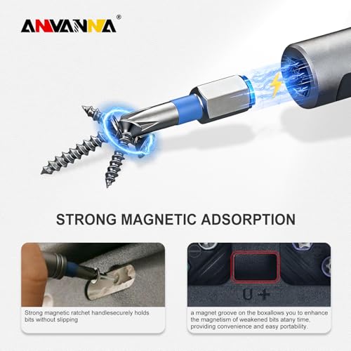 ANVANNA 42 in 1 Magnetic Screwdriver, Screwdriver Set, Multi Bit Ratcheting Screwdriver Set with Storage Case Repair Tool Kit for Computer, Eyeglass, Bicycles, Watch, Ring Doorbell, Furniture and DIY - color: Grey Ratchet