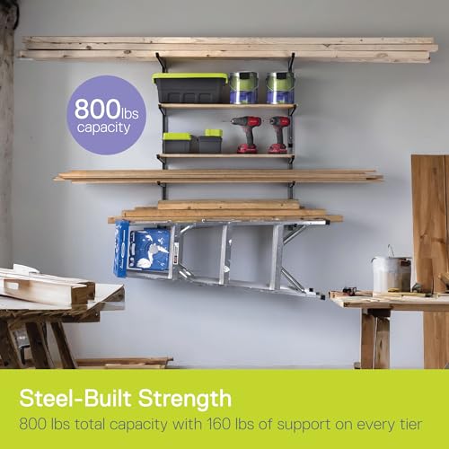 Delta Heavy Duty Lumber Storage Rack Cycle, Holds Up to 800 lbs - Easy to Install Wood Storage Rack with Fully Adjustable Arms - Steel Construction Storage Solution for Garage, Basement & Pantry - style: 16" Gray 5-Tier Heavy Duty Rack