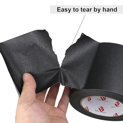 BOMEI PACK Wide Painters Tape 4 Inches x 55 Yards, Black Wide Masking Tape, 3D Printing Tape for Laser Cutting, 21-Day Clean Removal for Indoor and Outdoor Use - size: 4 inches x 55 Yards