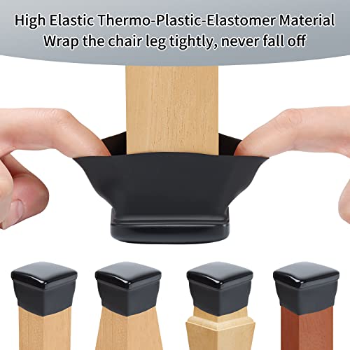 Ezprotekt 8 Pcs Chair Sliders for Carpet, Square Carpet Teflon Furniture Pads, Chair Glides for Carpet, Bar Stool Leg Protectors Caps, Furniture Sliders for Table, Chair, Sofa Legs (XL Fit: 1.5" - 2") - size: Black-XL