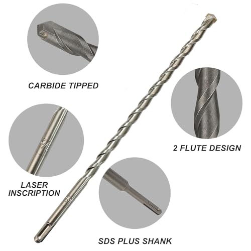 10-Pack SDS Plus 1/2 inch x 8 inch Rotary Hammer Drill Bits, Carbide Tipped for Brick, Stone and Concrete (1/2'' x 8'') - size: 1/2''x8'' (10-Pack)