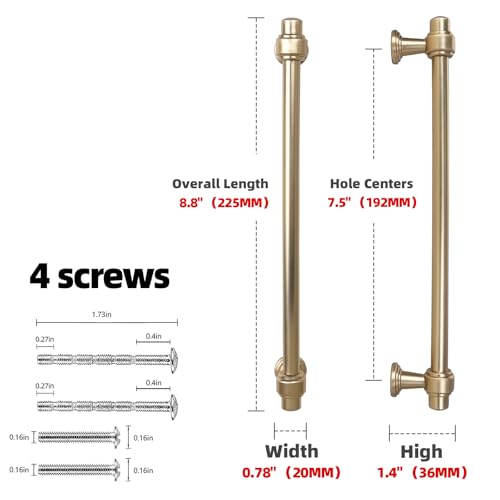 10 Pack 7-1/2 Inch(192mm) Cabinet Pulls Champagne Bronze Kitchen Cabinet Handles Zinc Alloy Drawer Pulls Solid Cabinet Hardware - color: Champagne Bronze, size: 7-1/2" Hole Center(192mm)