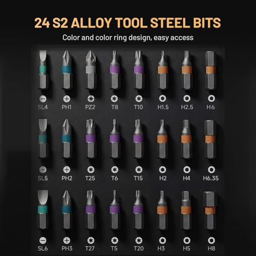 ATuMan 24 in 1 magnetic ratchet screwdriver set, Mini Bit Driver Kit with Reversible T-Handle, 40-Tooth Magnetic Multi-Bit Tool for Tight Spaces, Furniture Assembly, Bike Repair & EDC, with Case - style: RS1- 24 in 1