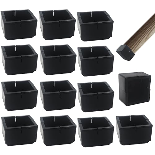 12PCS PVC Square Chair Leg Protectors with Felt Bottom, Non-Slip Furniture Pads for Hardwood Floors, Quiet Table Feet Caps Covers, Fits 1.65"-1.88" (42-48mm) - Black - size: 42-48mm/Black