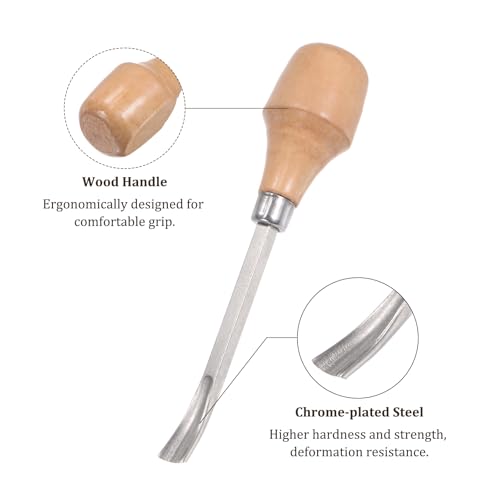 2pcs Wood Carving Knife - [9mm] 45# Carbon Steel Chisel Curved Half-round Tip Head Engraving Cutting Blade Wood Handle Whittling knives for Woodworking Sculpture Use, 5" Long