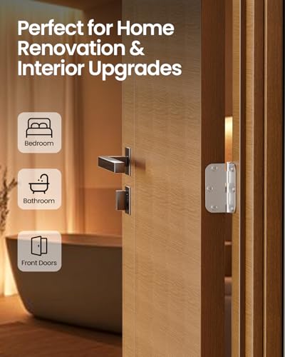 Door Hinges Brushed Nickel 48 Pack 3.5 Inch Rounded 5/8" Radius - color: Brushed Nickel, size: 48 Pack