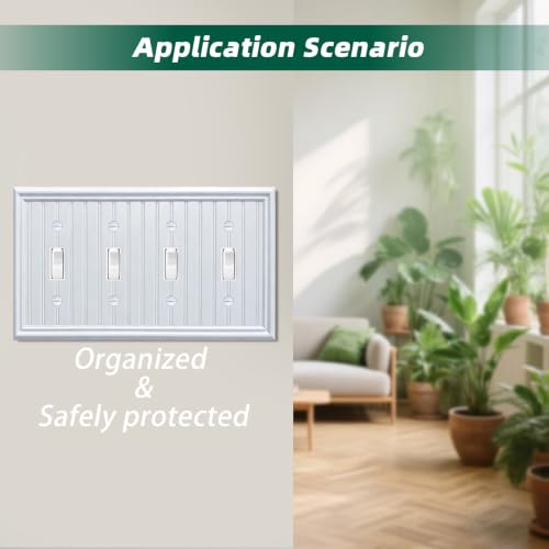 White Natural Material Quad Toggle Light Switch Cover Plates (1-Pack） - size: Quad Switch