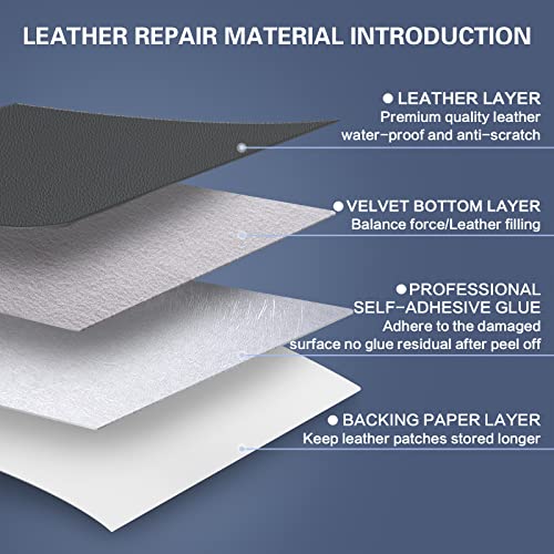 Leather Repair Tape, Self Adhesive Leather Repair Patch Kit Dark Grey - color: Dark Grey, size: 35x79inch
