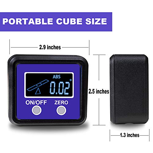 Digital Angle Gauge and Protractor, eOUTIL Digital Angle Finder Inclinometer Level Box with Magnetic Base for Woodworking, Table Saw, Construction, Drilling Machinery, Masonry - color: Blue