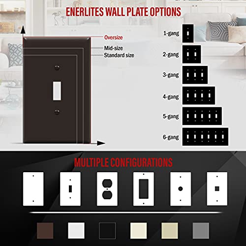 ENERLITES Oversized Toggle Light Switch Cover, Jumbo Plate, 1 Pack, Brown - color: Brown, size: Over-Size