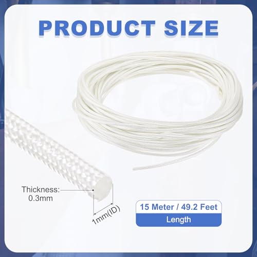 uxcell Insulation Cable Protector,1mm/0.04 Inch-15m/49 Feet High Temp Fiberglass Sleeve White - color: White, size: 1mm-15m