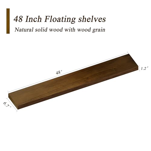 ROGMARS 48 Inches Long Walnut Floating Shelves - color: Walnut, size: 48 Inch set of 2