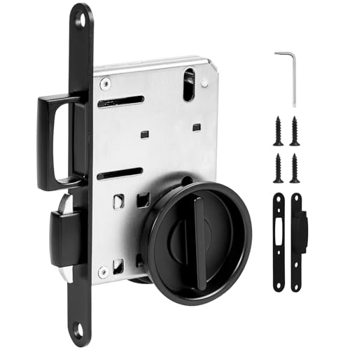 HBL' Pocket Door Lock with Handles Keyless Privacy Pocket Door Handle,Black - color: Black, size: Round