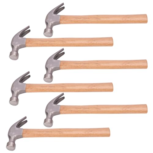 6 Pack Claw Hammer with Wooden Handle, 17.6 oz Durable Forged Steel Heads, Wooden Claw Hammer, Nail Hammer for Carpentry, Framing, Demolition & More - size: 6 Pack