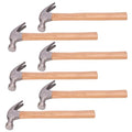 6 Pack Claw Hammer with Wooden Handle, 17.6 oz Durable Forged Steel Heads, Wooden Claw Hammer, Nail Hammer for Carpentry, Framing, Demolition & More - size: 6 Pack