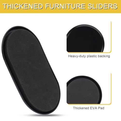 8PCS Furniture Sliders, 3-1/2" x 6" Furniture Movers Sliders on Carpet | Anti-Scratch & Labor-Saving, Reusable, Fits Round & Square Furniture Legs, Heavy Moving Pads for Sofa, Bed, Table & Desk - color: Black (for Carpet)