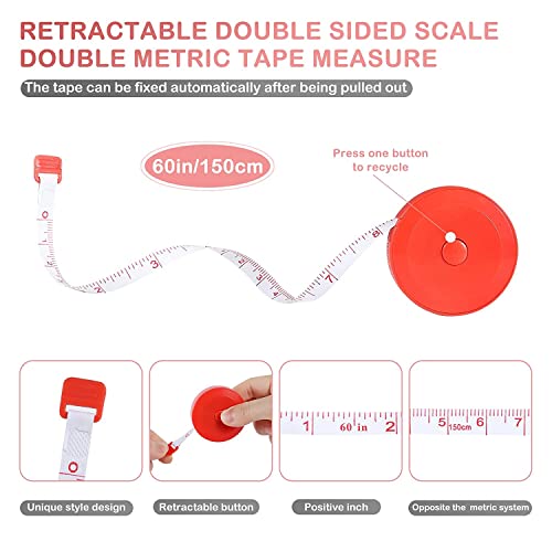 4 Pack Soft Retractable Measuring Tape,60-Inch 150cm,red Double Scale Measurement Tape,for Body Measuring Sewing Tailor Cloth Knitting Home Craft Measurements - color: 4 Pack (red)