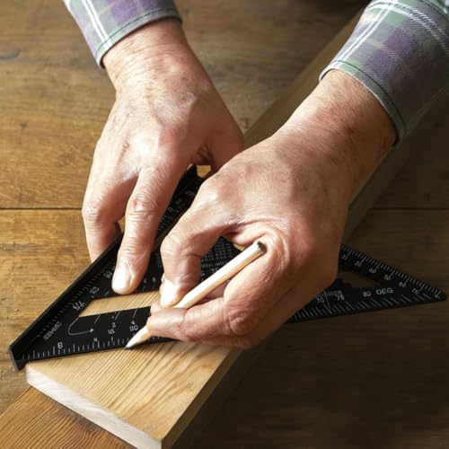 Rafter Square and Combination Square Tool Set, Including 7inch Carpenter-Square Wood Working Tool and Accessories, 12inch Square-Ruler(Color:Black)