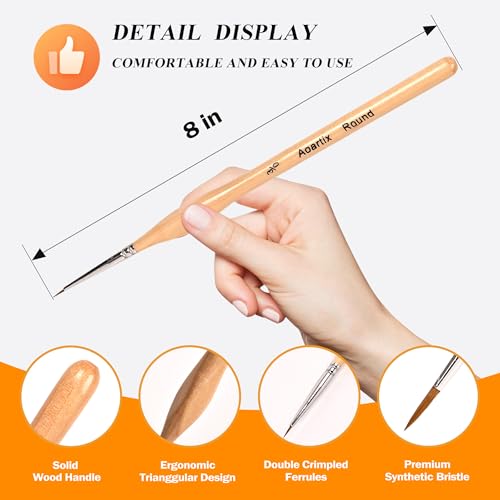 Miniature Brush Dry Brushes, Aoartix 15 Pcs Model Paintbrush Set - color: Wood