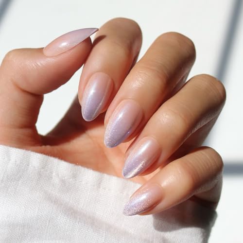 Glamnetic Press On Nails - Short Almond, Velvet Fake Nails 30 Pc Full Kit - color: 3F - Polar Day