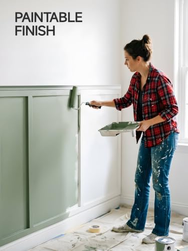 Upick Board and Batten Wainscoting Panels, Paintable, 120" x 43", White - size: 120x43 IN