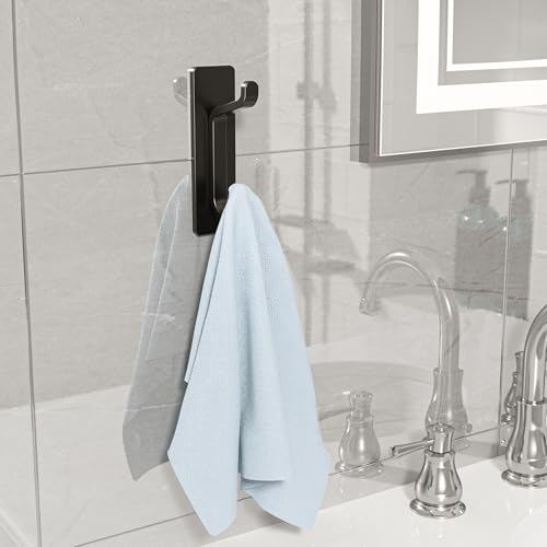 6 Pack Self Adhesive Wall Hooks for Hanging: Extra Strong 13 LB, Hook for Coat, Towel in Bathrooms, Shower, Kitchen, Wall, Door Hook, Black - color: Black, size: 6 Pack