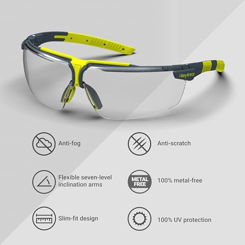 HexArmor VS300 Safety Glasses with Adjustable Side Arms Z87+ for Men and Women - color: Slim Fit Grey 23% / Anti Fog Anti Scratch
