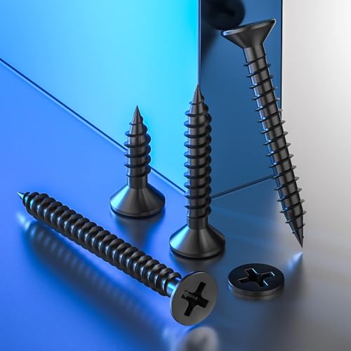 Wensilon # 4X3/4 (550PCS) Flat Head Black Wood Screw 3X20, Quick Metal self Tapping Flat Head - color: Black, size: #4x3/4"