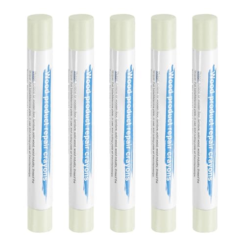 HARFINGTON 5pcs Wood Filler Sticks Wooden Wax Touch Up Furniture Repair Crayons for Scratch Hole Wood, Cream White - color: Cream White