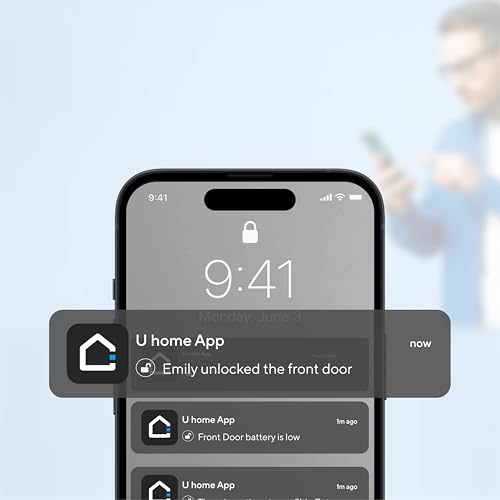 ULTRALOQ Bolt Fingerprint Smart Lock with Handle, 7-in-1 Keyless Entry Door Lock Set, Built-in WiFi Deadbolt, Auto-Lock & Unlock, App Remote Control, Compatible with Alexa, ANSI Grade 1,Black - size: Fingerprint+WiFi+Handle