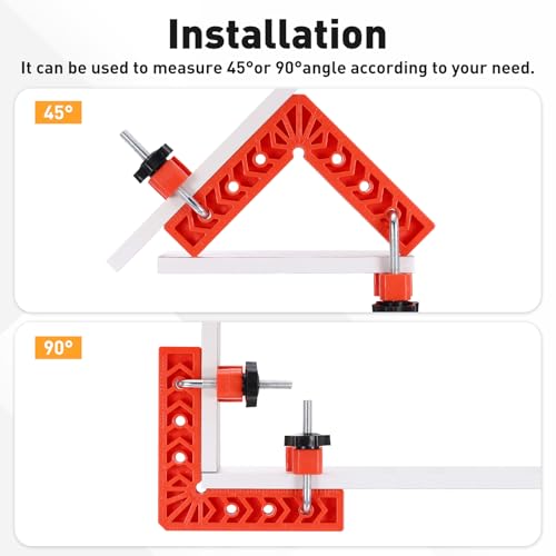 HARFINGTON 4Pcs Corner Clamp 90 Degree 3"/4" Right Angle Clamp Set for Woodworking, ABS Plastic Positioning Square Tool for Picture Frame Box Cabinets Drawers, Orange