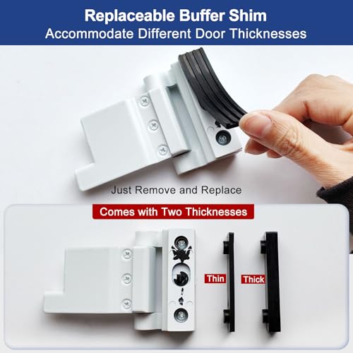 Portable Door Lock for Home/Hotel Security, Flip Action Style - color: White