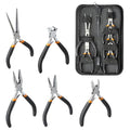 LIFEGOO 5 Pieces Mini Pliers Set – Durable Precision Tool Kit for Crafts, Jewelry & DIY, Includes Long Needle Nose, Bent Nose, Diagonal, End Cutting, Nipper (Black) - color: Black