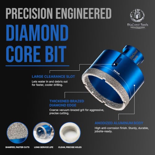 16-Piece Diamond Hole Saw Kit – Vacuum-Brazed Diamond Drill Bits for Tile, Porcelain Tile, Ceramic, Granite & Marble – Includes Finger Bits, Dust Guard, Adapter & Carrying Case