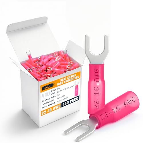 ALBO Heat Shrink Crimp Connectors (Fork 150pcs Red #10 AWG 22-16) - color: Fork 150pcs Red #10 AWG 22-16